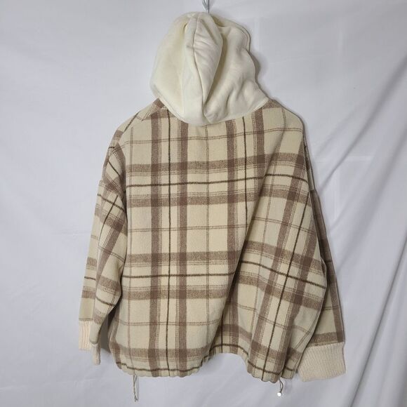 Toon Bear Plaid Turtleneck Hooded Pullover Sweatshirt sz M - Picture 2 of 3